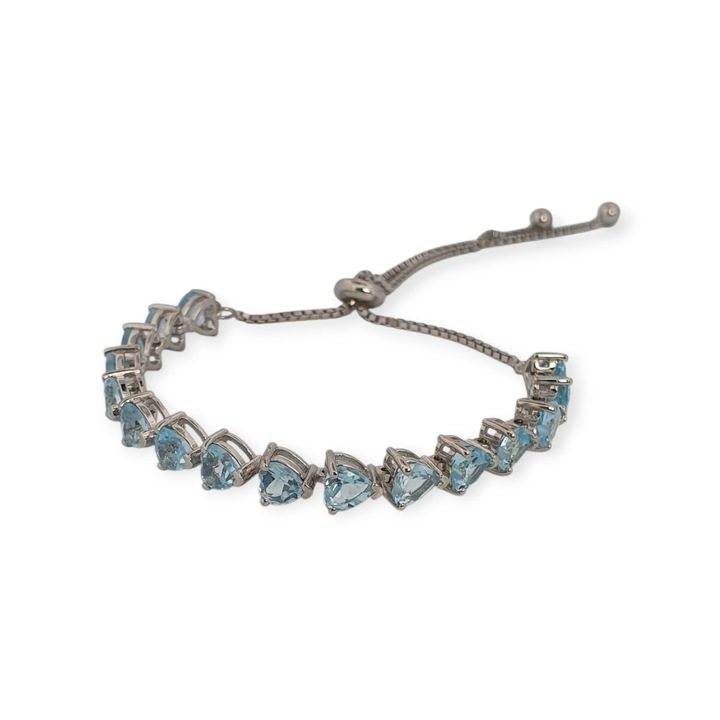 Сребърна тенис гривна с топаз небесносин от Тайланд