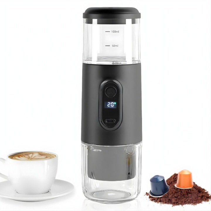Espressor portabil / putere 5W / afișaj LCD 2 în 1 și baterie puternică