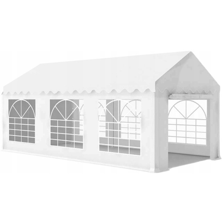 Професионален градински павилион, с 38 мм стоманена рамка, водоустойчив покрив 450 г/м2, 6x3x2,8 м, бял