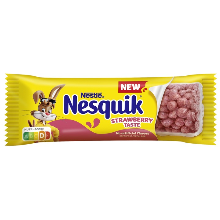 Зърнен десерт, Nesquik Strawberry, С бяла глазура, Вкус на ягода, Витамини и желязо, 23, 5g