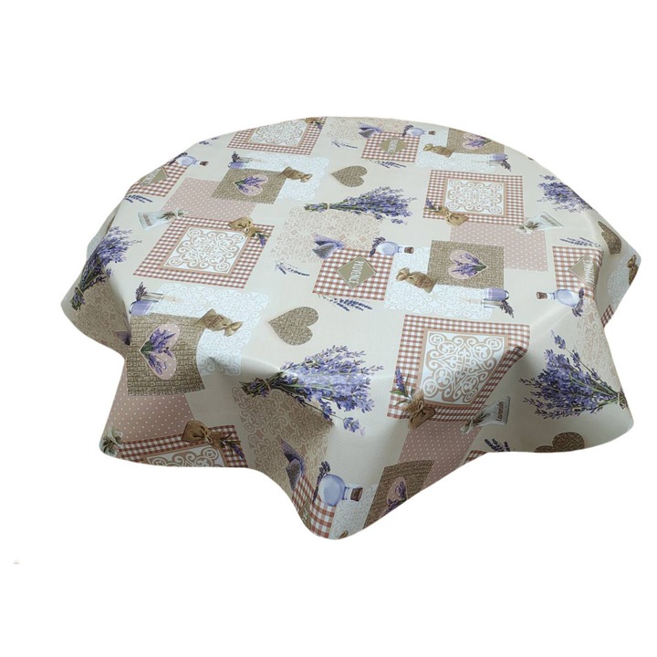 Față de masă cu căptușeală, Mușama, 140 cm, Rotundă, Impermeabilă, Ușor de curățat