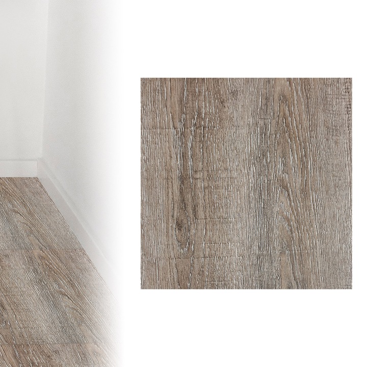 Placa autocolanta pentru perete si podea, 30,5 x 30,5 cm, DecoMeister®, Model Stejar Deschis, PP041