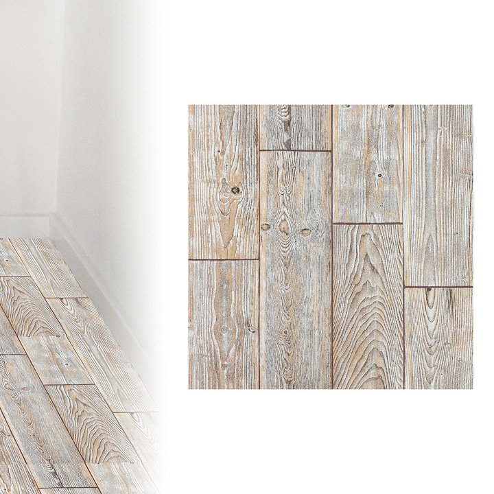 Placa decorativa autoadeziva din PVC, 30,5 x 30,5 cm, DecoMeister®, Model Stejar Rustic, PP055