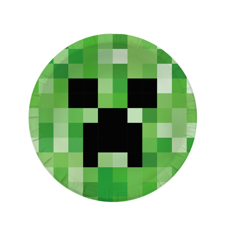 Set 10 farfurii carton, Festy, Tematica Minecraft, 18cm, multicolor