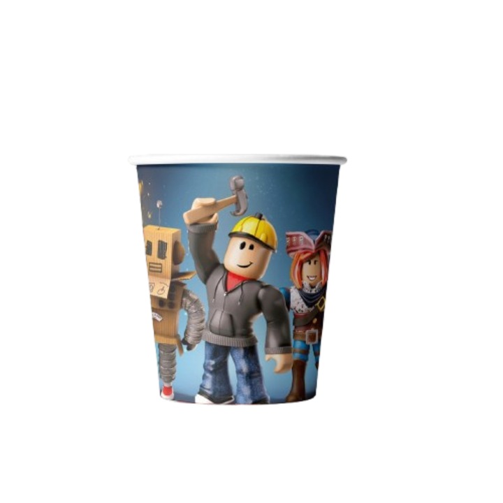 Set 10 pahare carton, Festy, 260 ml, tematică Roblox, multicolor