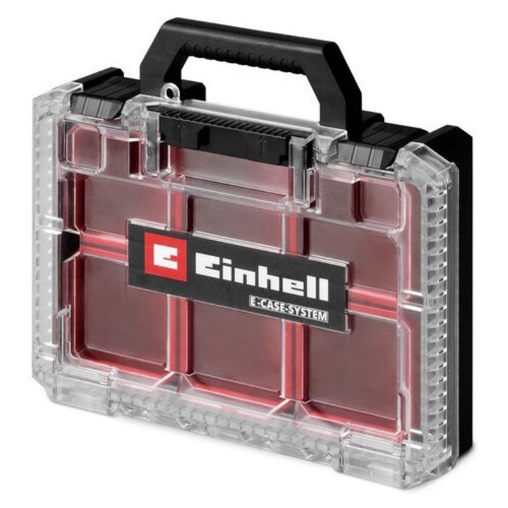 Cutie de sortare Half-size originala Einhell E-Case, compatibila cu E-Case standard cu blocare Half-size, E-Case Half-size si placa adaptor E-Case, pana la 12.5 kg, inclusiv 4 cutii de sortare