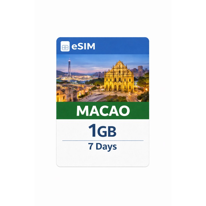 Set Preplatit eSIM NextSIM Macao, 1 GB Date Mobile, 7 Zile, Activare Instantă
