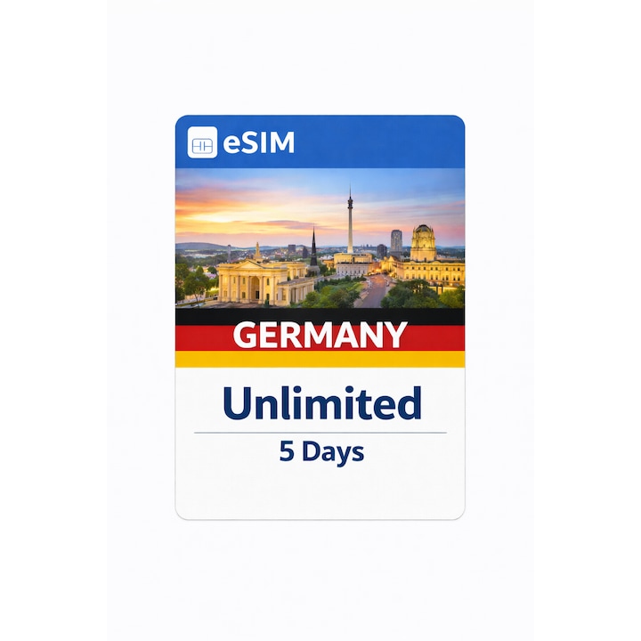 NextSIM eSIM Germania, Set Pre-plătit, Date Mobile Nelimitate, 5 zile, 3G/4G/5G