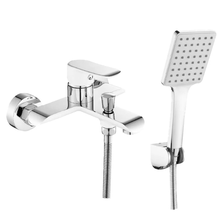 Baterie baie pentru cada / dus, Kadda Corner MY1805-3 CW, montaj aplicat, monocomanda, finisaj cromat + alb rating: 40% of100 (1 opinie adauga o opinie)