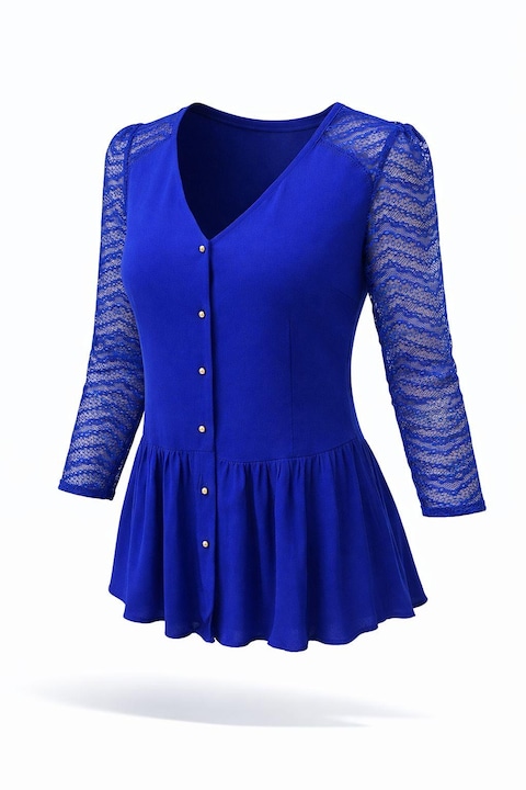 Bluza NAF NAF, albastră, dantelă, mărimea XS/34