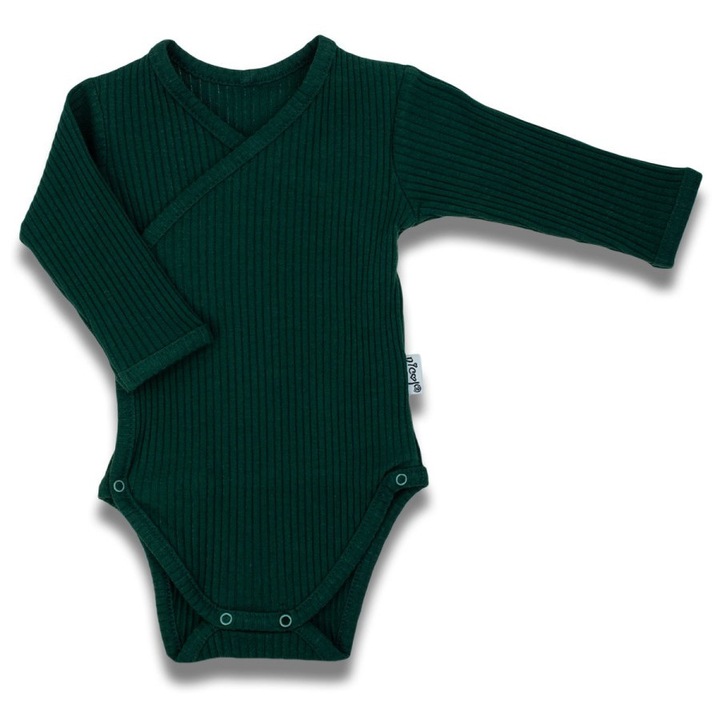 Body bebeluși NICOL, bumbac, verde, maneca lungă, 0-3 luni, 56 cm