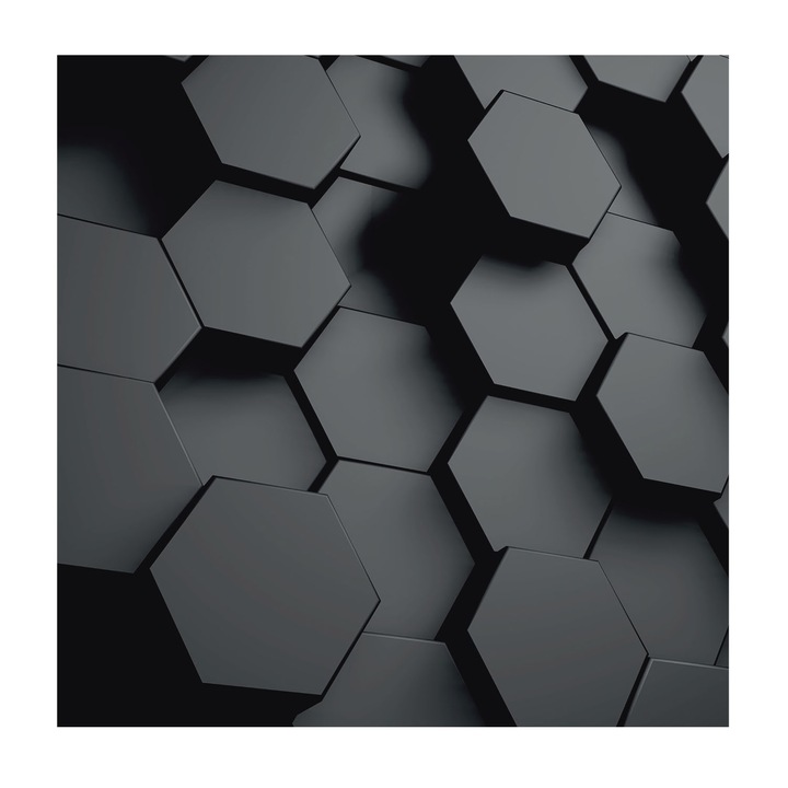 Fotótapéta Falra, Tulup, hexagoane 3D, Negru, 250 x 250 cm, Usor De Curatat, Elegant, 010100060060000033995