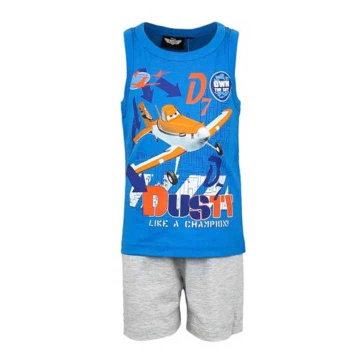Set pijama, Planes, maiou si pantaloni scurti, albastru, 98 cm