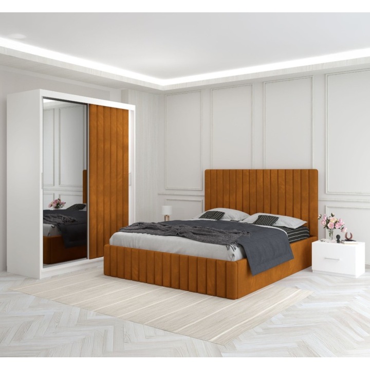 Dormitor AmzMob Luca Caramiziu Cu Dulap Tapitat 180x200