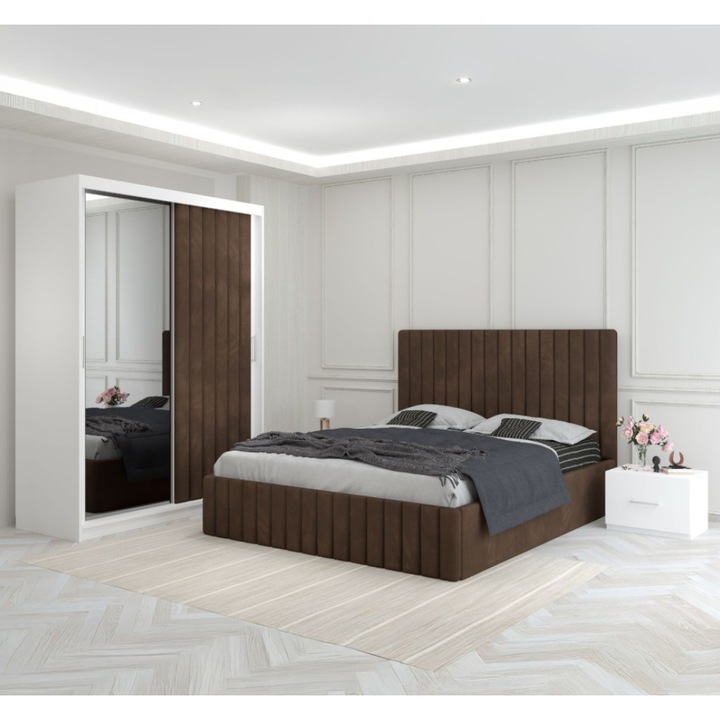 Dormitor AmzMob Luca Maro Cu Dulap Tapitat 140x200