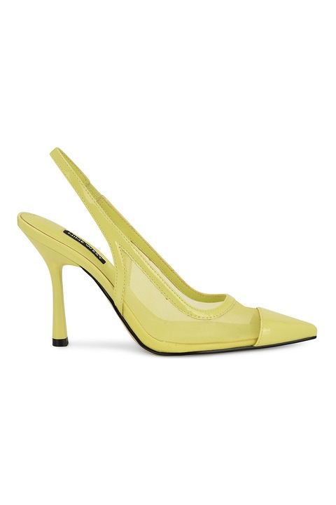NINE WEST, Pantofi slingback cu varf ascutit si piele lacuita Jermain, Verde fistic