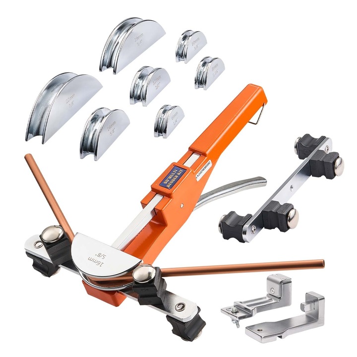 Kit manual de îndoire țevi, 7 matrițe, 6-22 mm, pentru cupru și aluminiu