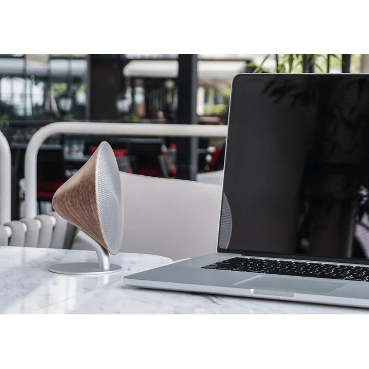 Difuzor Bluetooth Mini Halo One, Pilot, Lemn de nuc, 14x16x6cm, Design minimalist