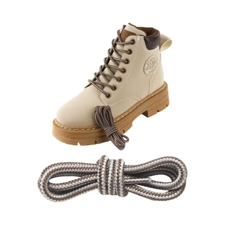 Sireturi rotunde bicolore, heavy -duty pentru bocanci, maro \gri