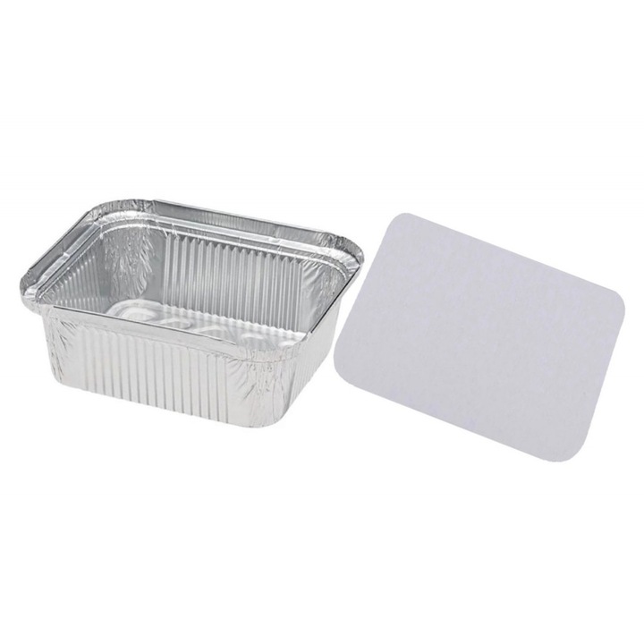 Комплект от 100 алуминиеви касероли с картонен капак, 900 мл