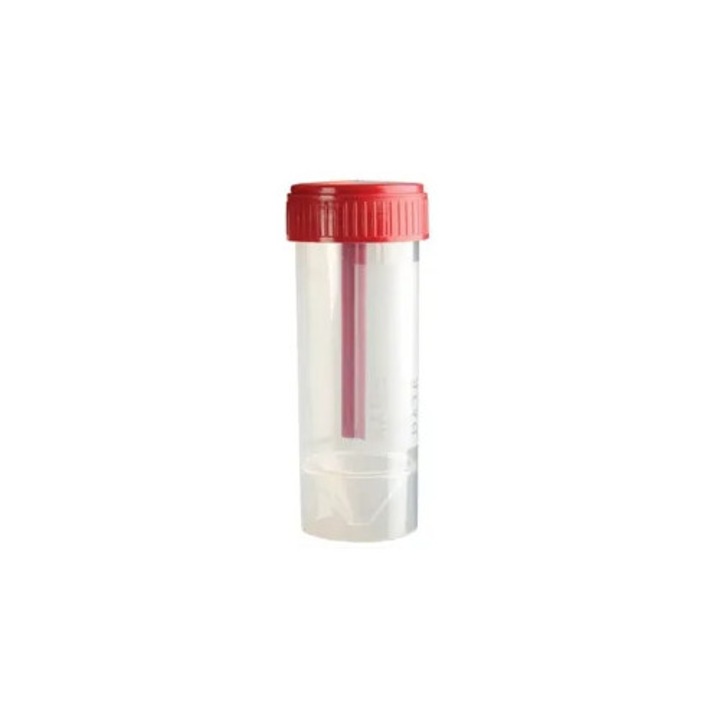 Recipient Steril pentru Probe Fecale Gima Coprotainer® 30 ml – Ambalare Individuala, Capac Filetat Rosu, Cutie 500 bucati