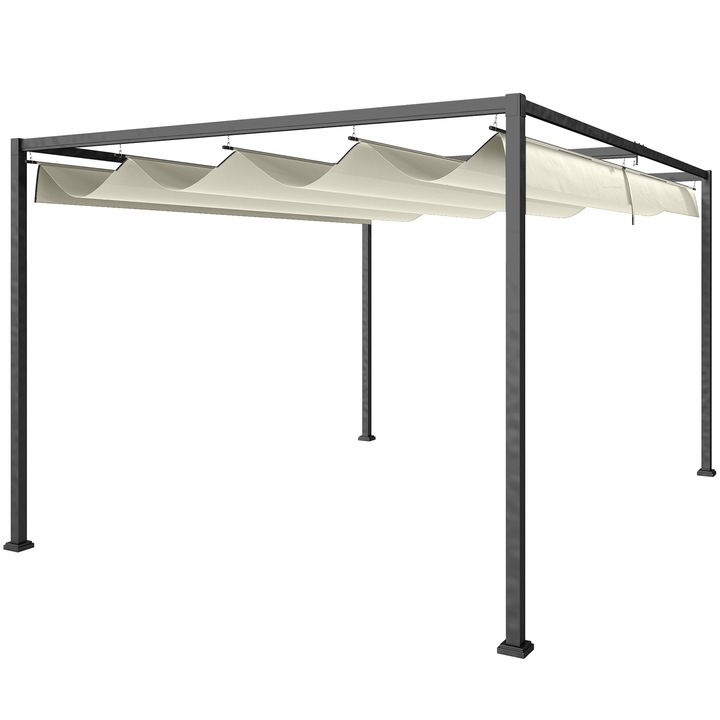 Pergola, Outsunny, Metal, material poliester,400cm x 300cm x 222cm, Crem