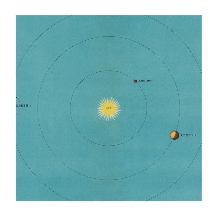 Tapet Vinil Pentru Perete, Tulup, Sistem cosmic, Albastru, 250 x 250 cm, Decorativ, Luxos, 010100060060000285430