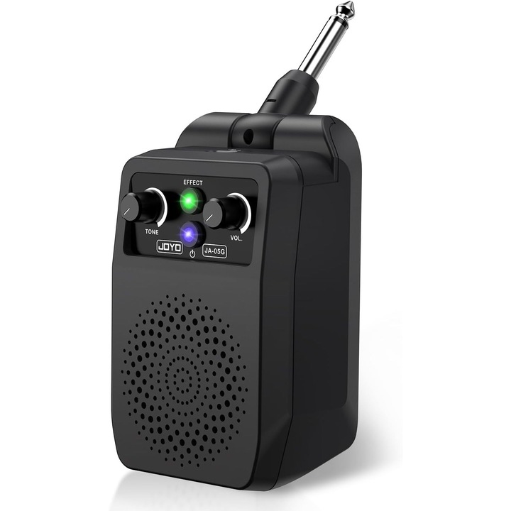Усилвател за електрическа китара 5W, презареждаем чрез Bluetooth. мини, преносим, Вградени 4 ефекта: Clean, Distortion, Overdrive и Reverb. Черен (JA-05G)