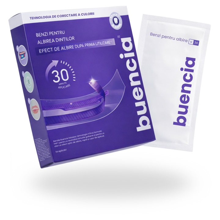Benzi V34 Buencia за избелване на зъби, комплект от 14 пликчета