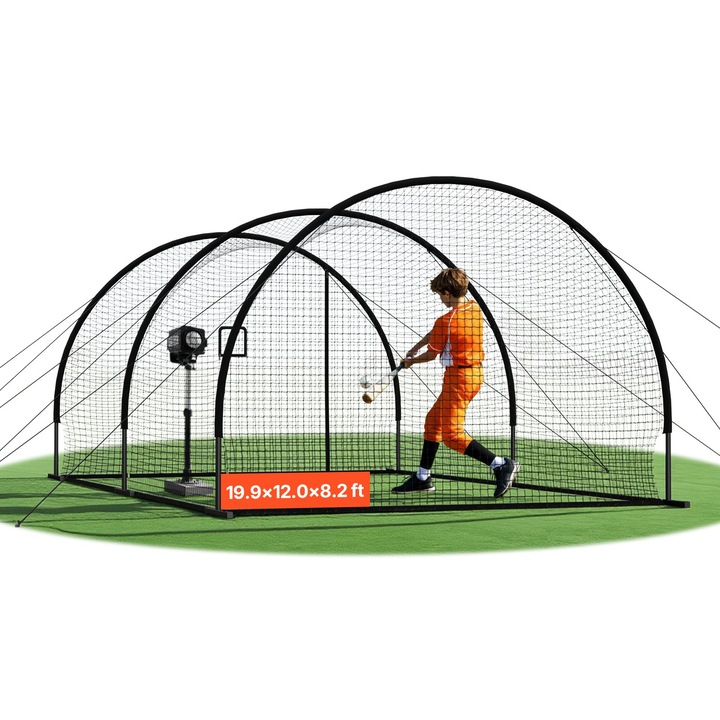 Cusca lovire/antrenament baseball, Autoportanta portabila, Dimensiuni 6, 06 x 3, 66 x 2, 50 m, Plasa HDPE nodata 30 fire, Deschidere pentru masina de aruncare, Interior/Exterior