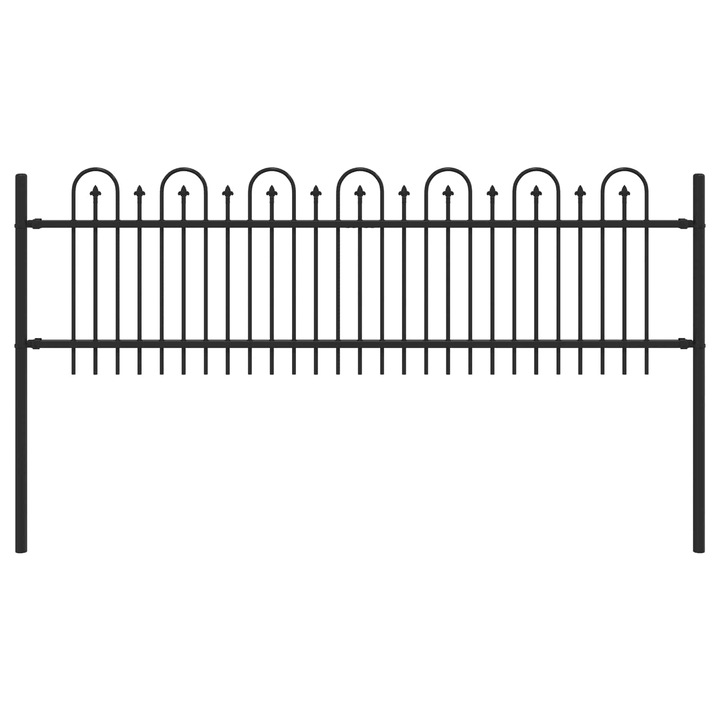 Gard Arcus cu Varfuri vidaXL, Negru 200 x 130 cm