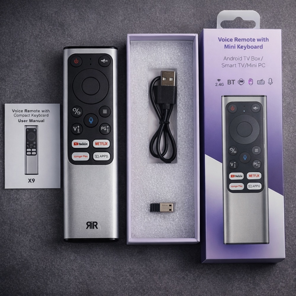 Telecomanda, Air Mouse Wireless RIR X9 cu Tastatura QWERTY pe