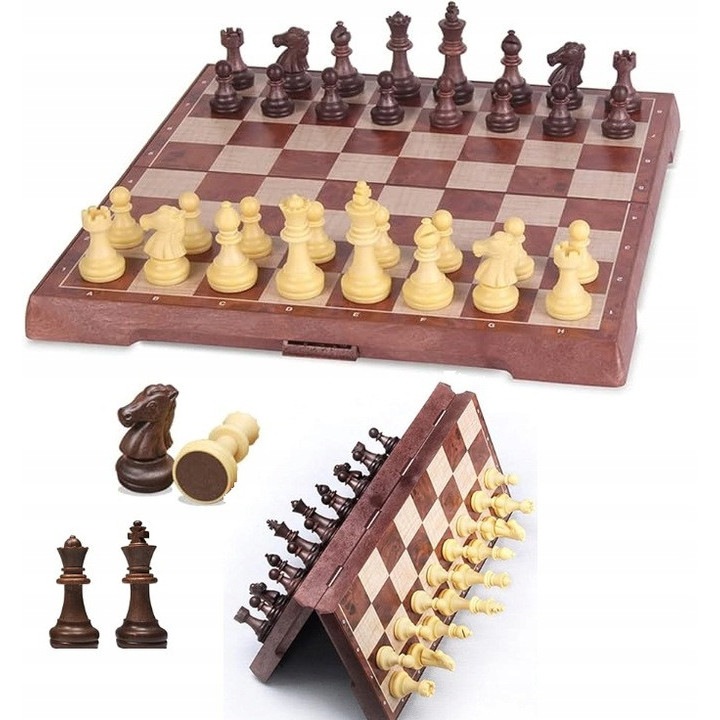 Joc de sah magnetic, Zola, 25x25 cm, placa pliabila, 32 piese magnetice, plastic