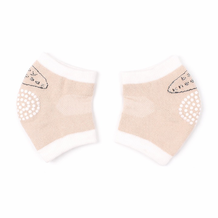 Protectii genunchi si coate pentru bebelusi Bedex®, anti-alunecare, din bumbac, pentru tarat, mers si joaca, 0–5 ani, culoare crem