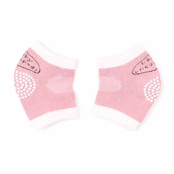 Protectii genunchi si coate pentru bebelusi Bedex®, anti-alunecare, din bumbac, pentru tarat, mers si joaca, 0–5 ani, culoare roz deschis