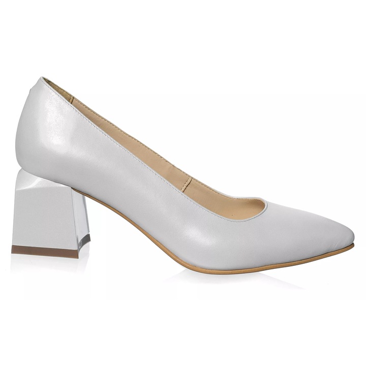 Дамски обувки от естествена кожа -ПЕРЛЕНА БЯЛА- A36 AS, Бял
