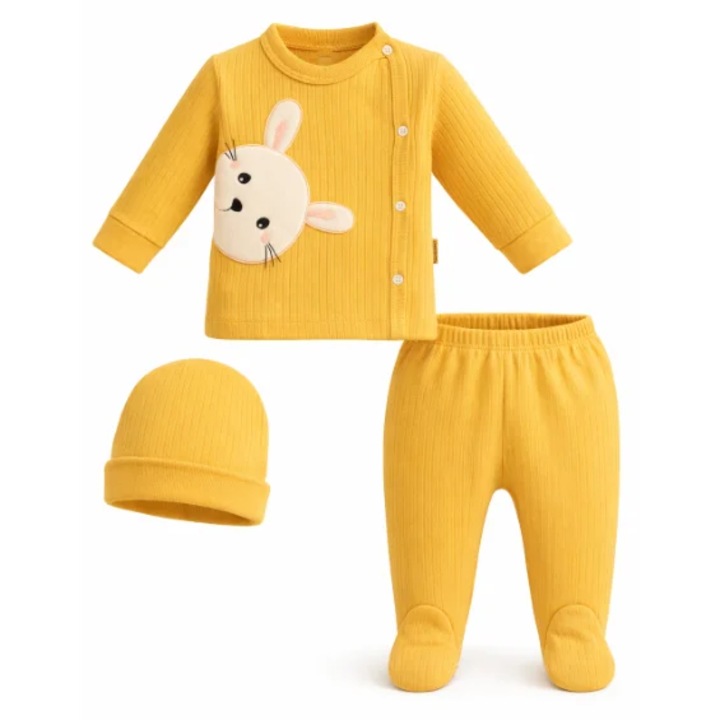 Compleu copii, 3 piese, Iepurasul curios, mustar