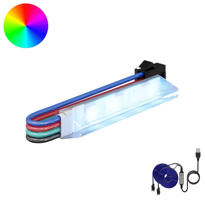 vidaXL Banda LED 2 pcs Negru si Multicolor 1745 mm Cupru si Plastic