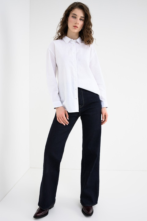 Pepe Jeans London, Camasa de in si bumbac Bernadette, Alb optic