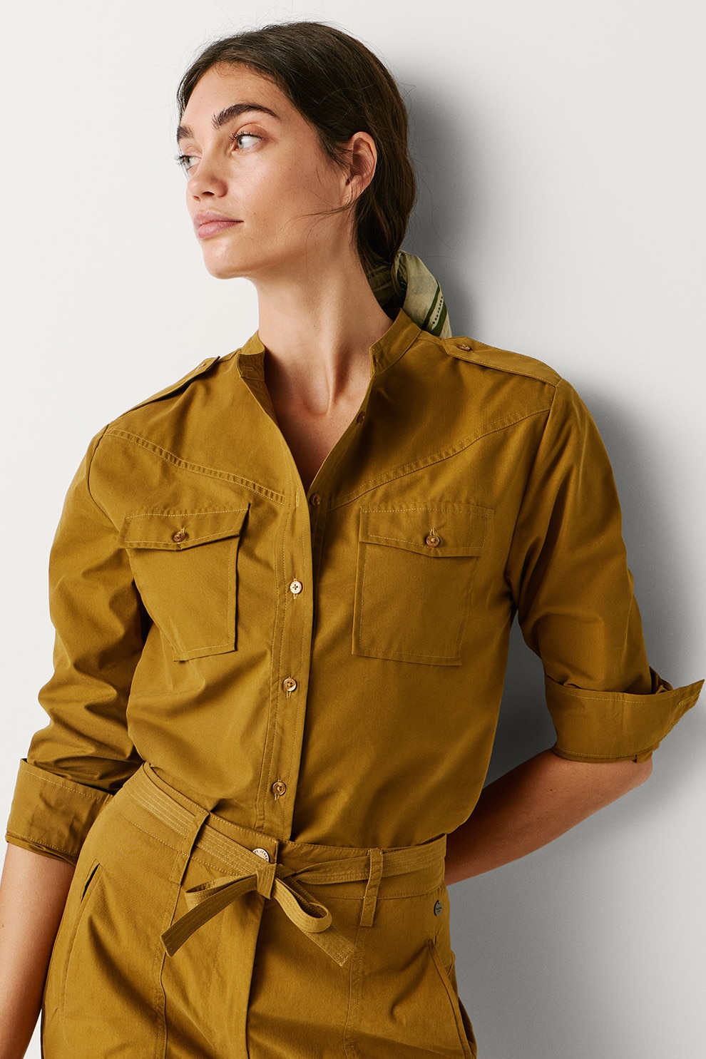 Pepe Jeans London, Camasa cu epoleti Angy, Portocaliu stins, S