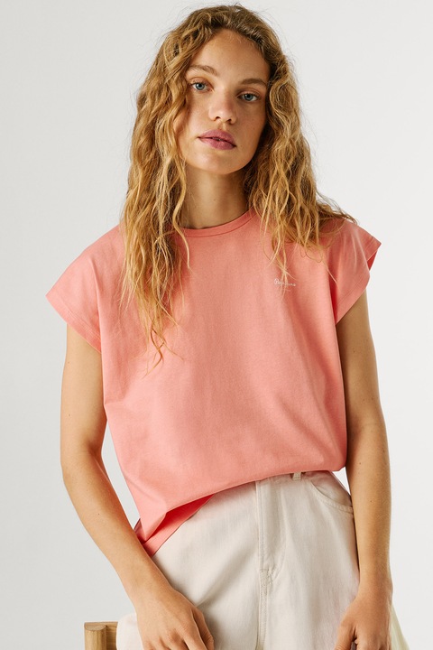 Pepe Jeans London, Tricou din bumbac Bloom, Piersica
