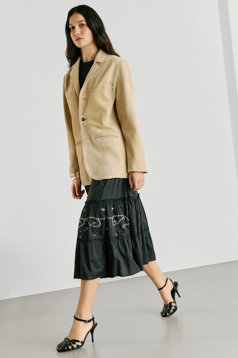 Pepe Jeans London, Fusta evazata din amestec de modal Emilia, Negru