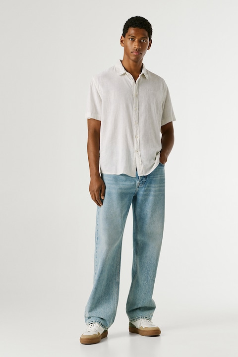 Pepe Jeans London, Rövid ujjú lentartalmú ing, Fehér