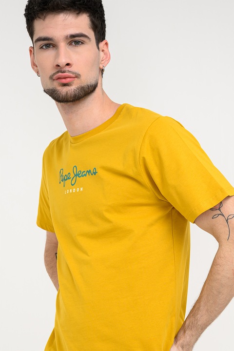Pepe Jeans London, Tricou din bumbac cu imprimeu logo Eggo, Galben