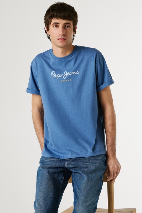 Pepe Jeans London, Eggo pamutpóló, Fehér/Kobaltkék