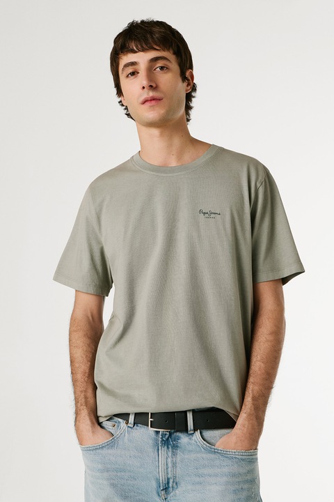 Pepe Jeans London, Tricou din bumbac cu logo discret Jacko, Grej