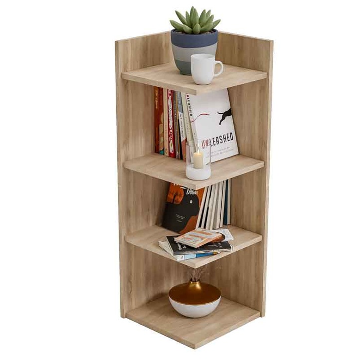 Etajera colt, Lucmi, PAL melaminat 18mm, 4 rafturi, 35x35x100(h) cm