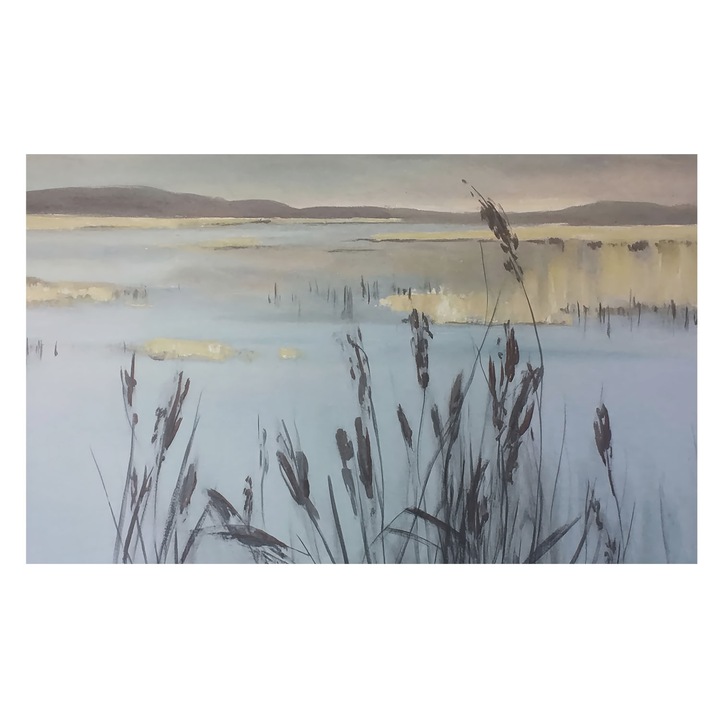 Декоративен тапет, Tulup, Спокойно езеро, Сив, 416 x 254 cm, Флизелинов, Еко, 010100060100000284843