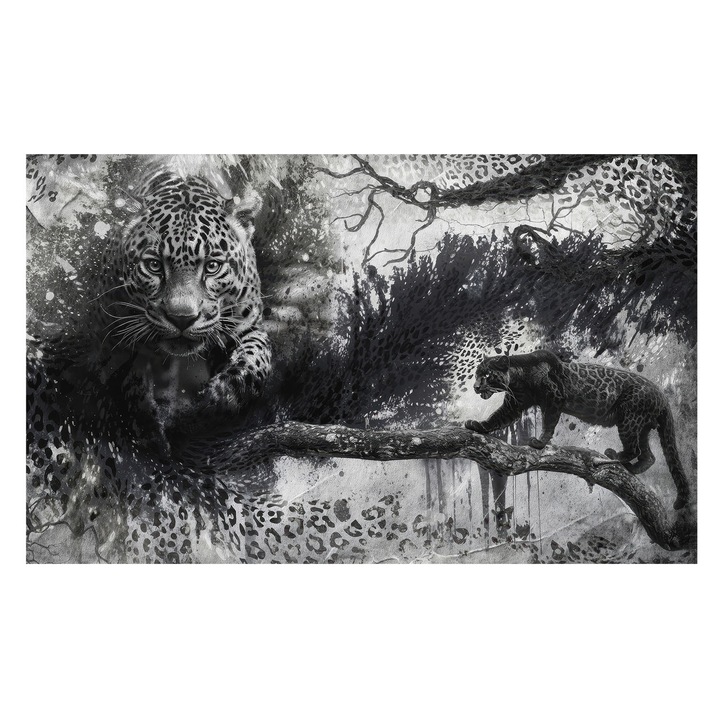 Tapet vinil Tulup, Leoparzi abstracti, Multicolor, 416x254cm, De interior, Usor de instalat