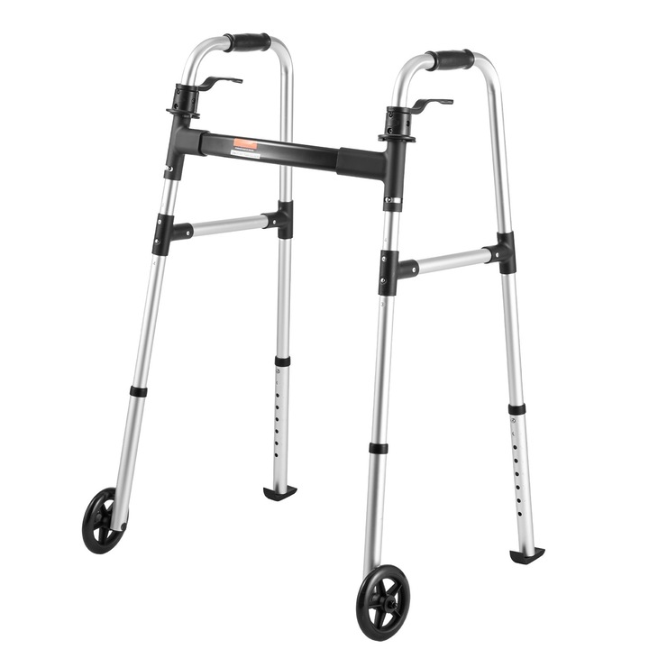 Cadru de mers pliabil, argintiu cu elemente negre, roti de 5 inch, inaltime reglabila 775-955mm, sustinere maxima 159kg